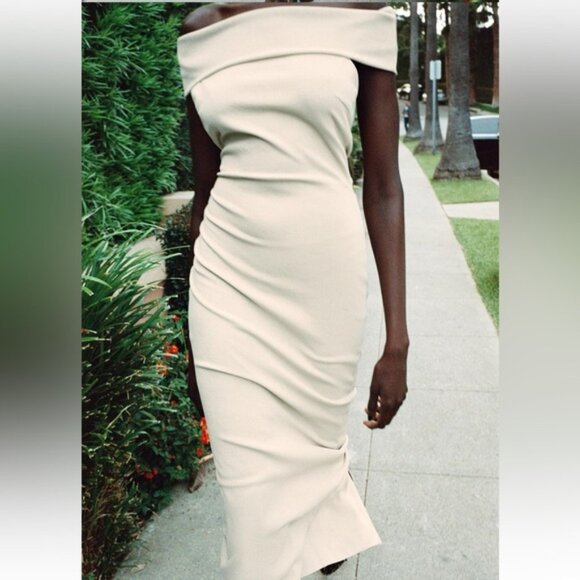 ZARA STRAPLESS MIDI DRESS - Picture 1 of 7